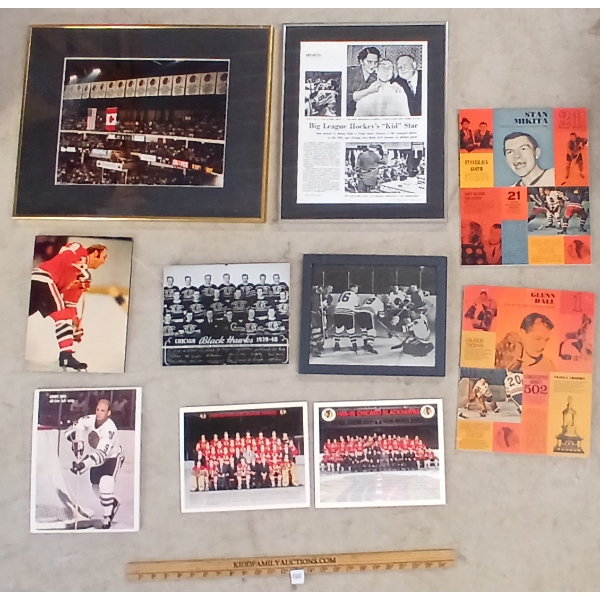 LOT OF 10 - CHICAGO BLACK HAWKS HOCKEY PLAYERS & TEAMS FRAMED PHOTOS & FOAM CORE SIGNS