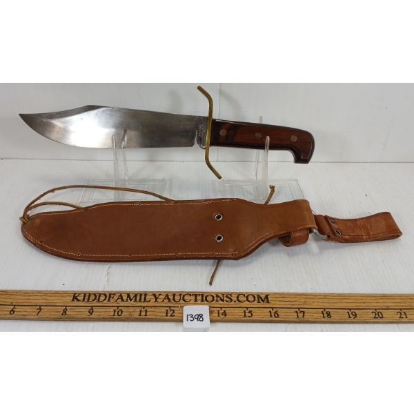 WESTERN HUNTING KNIFE W/ LEATHER SHEATH