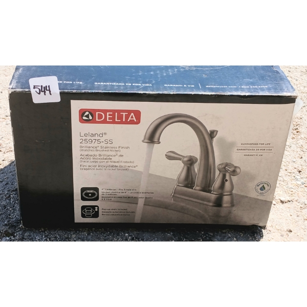 DELTA LELAND 25975-SS STAINLESS BATHROOM SINK FAUCET SET