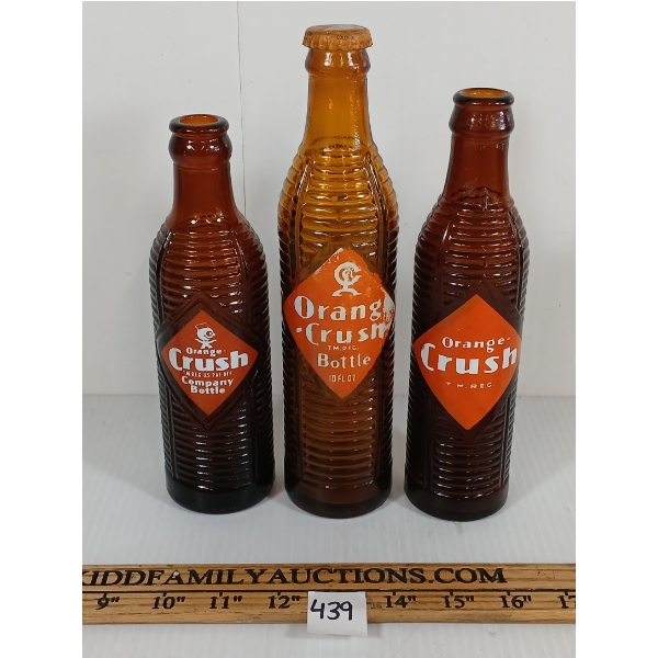 LOT OF 3 - ORANGE CRUSH SODA 7 & 10 OZ BOTTLES