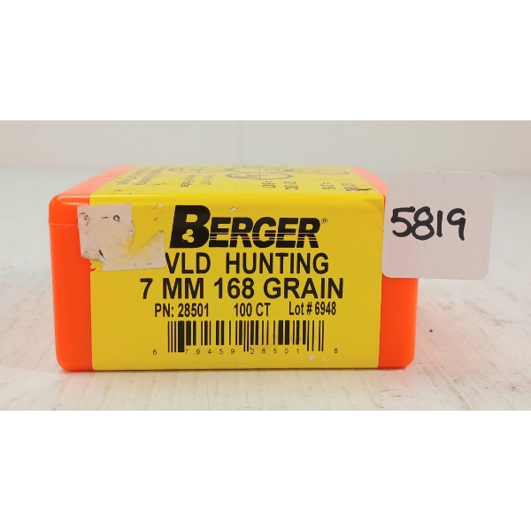 BULLETS: 100X BERGER 7MM - 168GR - SEALED