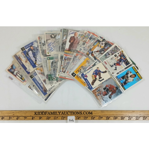 QTY OF 1970-90's FOOTBALL & HOCKEY SIGNED CARDS