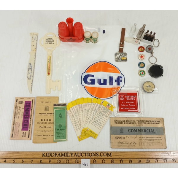JOB LOT - SERVICE STATION EPHEMERAL - INCL GASOLINE RATION BOOKS, KEYCHAINS & ASHTRAYS, ETC