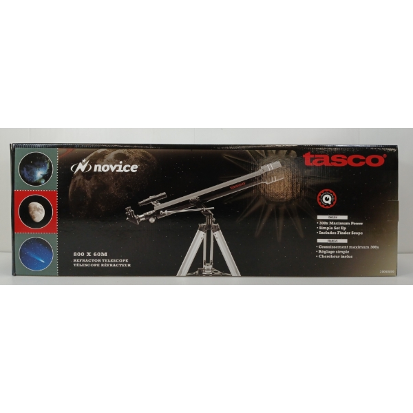 TASCO NOVICE 600 X 60M REFRACTOR TELESCOPE - AS NEW