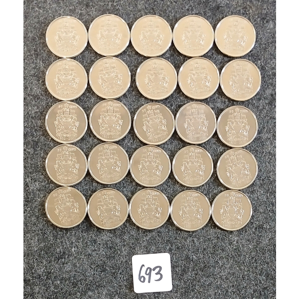 LOT OF 25 - 2002 CDN 50 CENT COINS