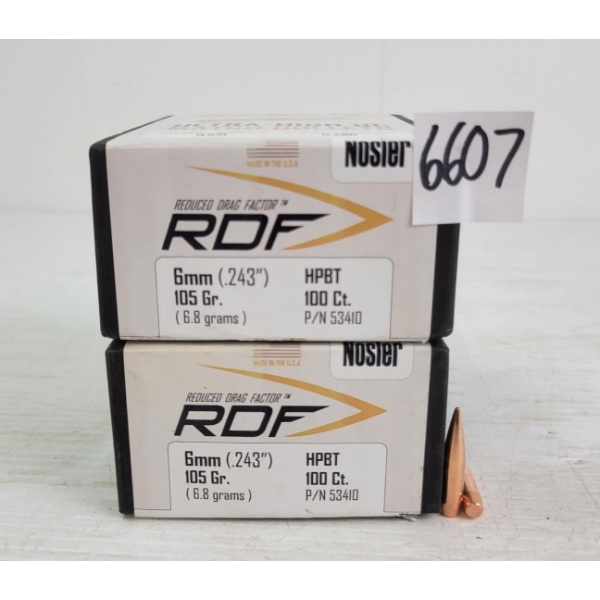BULLETS: APPROX 200X NOSLER 6MM - 105GR - HPBT