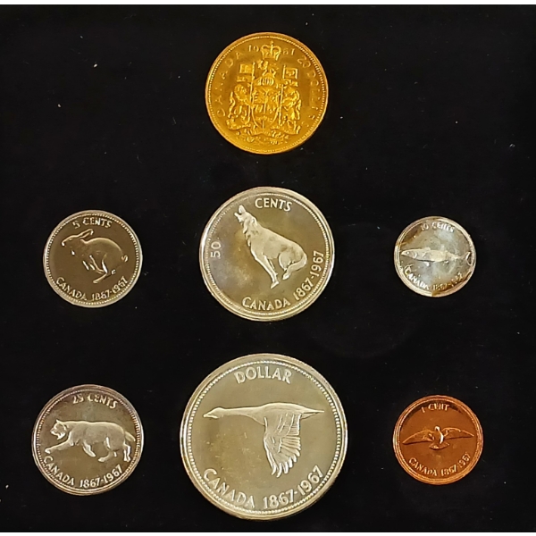 1967 CDN CENTENNIAL 22KT GOLD & SILVER PROOF SET