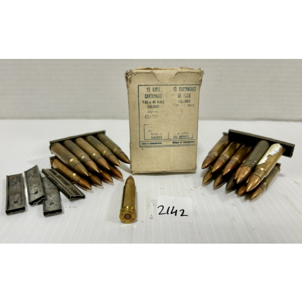 AMMO: 37X 7.62X45 MM - MILITARY FMJ - ON CLIPS