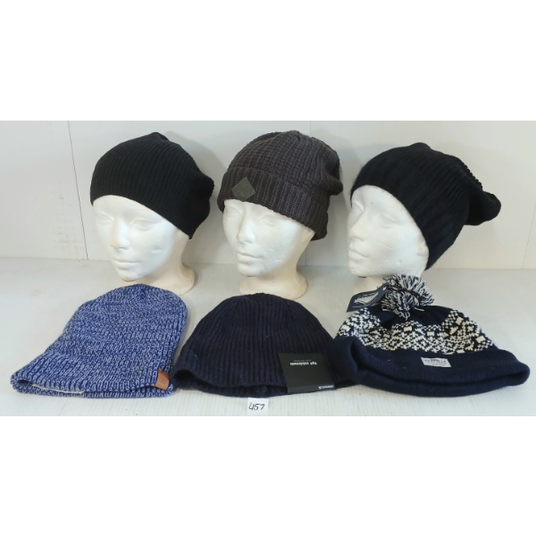 LOT OF 6 - NAVY & BLACK WINTER HATS - MFG MINIMUM, PENFIELD, WESC & POLER