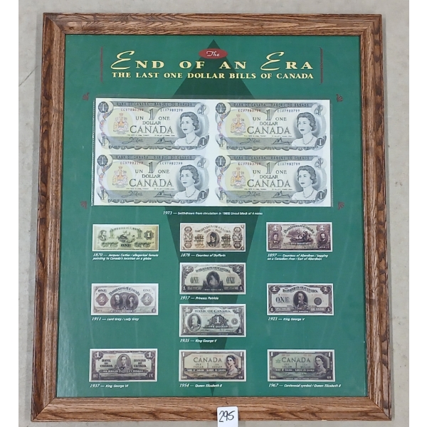 "THE END OF AN ERA: THE LAST ONE DOLLAR BILLS OF CANADA" - FRAMED