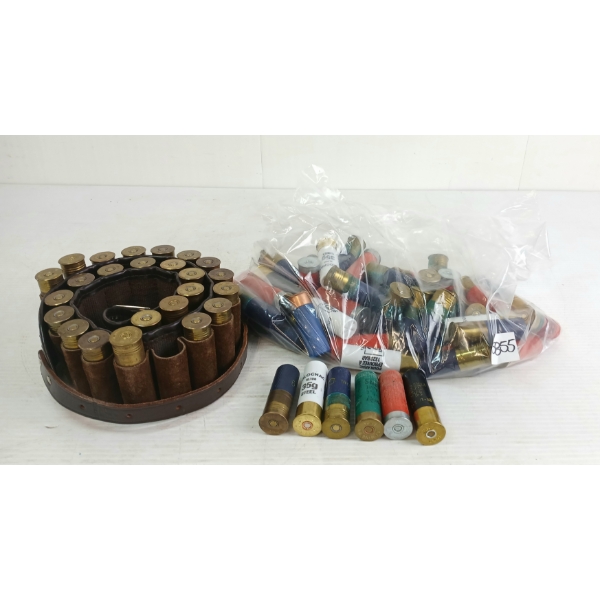 AMMO: APPROX 75X MIXED 12GA - 2-3/4 & 3IN - MIXED SHOT - INCL BELT