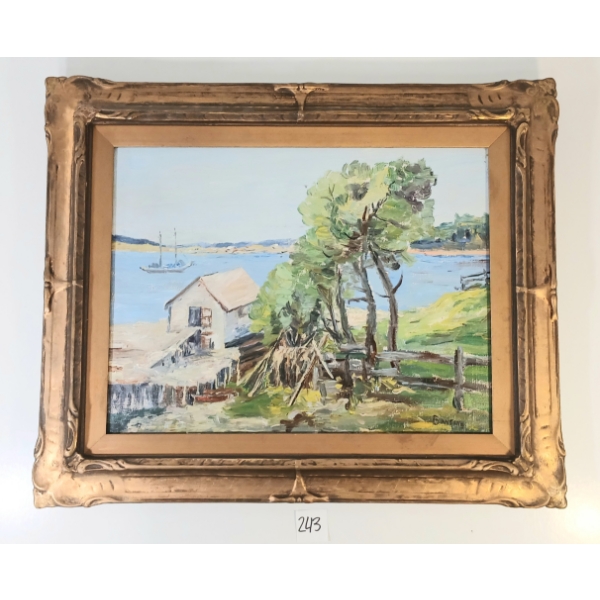 LAKE SCENE BY BANTING - FRAMED OIL ON BOARD