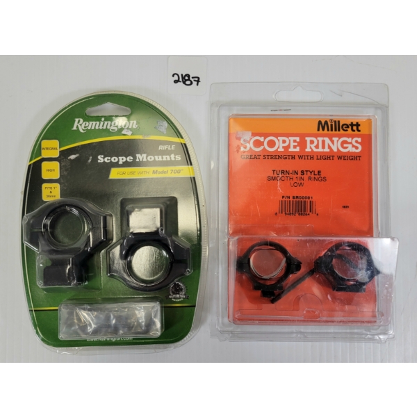 LOT OF 2 - REMINGTON MODEL 700 HIGH 1IN & MILLETT LOW SCOPE RINGS 