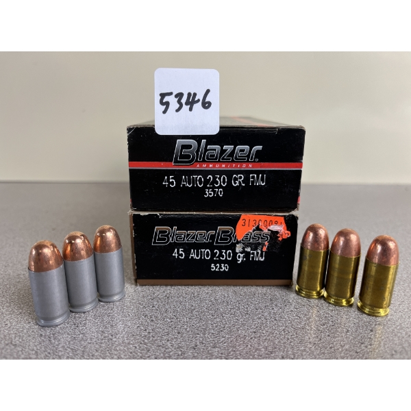 AMMO: 100X BLAZER .45 ACP 230 GR. FMJ