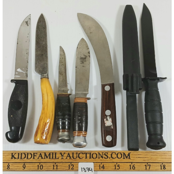 LOT OF 6 - HUNTING KNIVES - INCL GLOCK 78 FIELD KNIFE, ETC