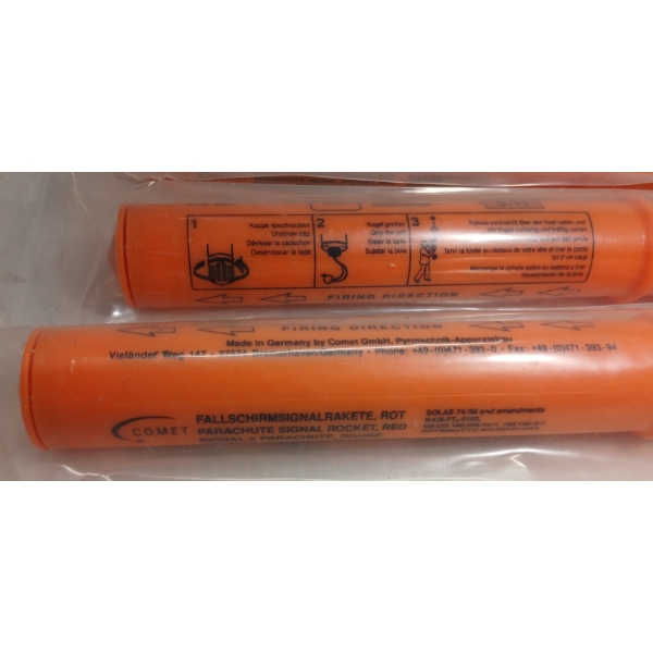 FLARES: 3X COMET PARACHUTE SIGNAL ROCKET - RED