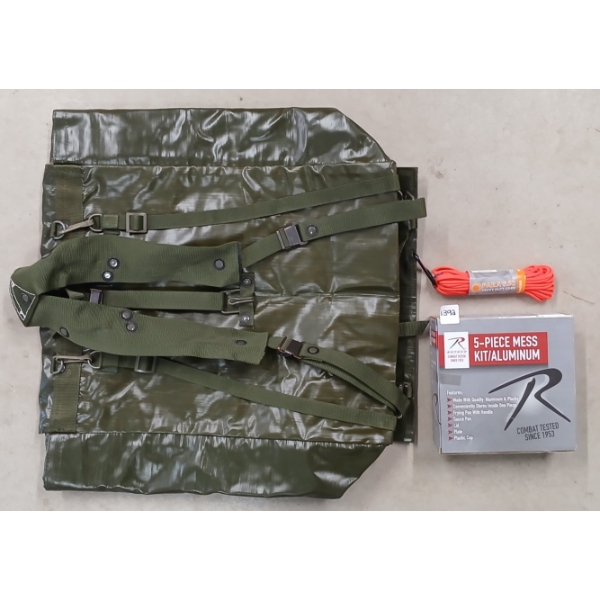 LOT OF 3 - DRY BAG, PARA 550 HEAVY DUTY CORD & 5 PC MESS KIT