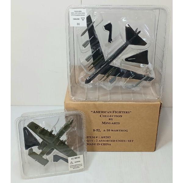 LOT OF 2 - MINI-ARTS AMERICAN FIGHTERS B-52 & A-10 WARTHOG DIECAST MODELS