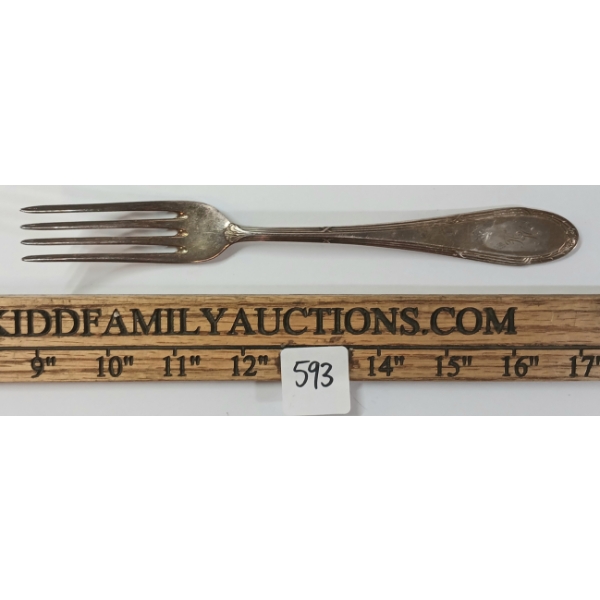 WWII GERMAN SS SILVER FORK - MARKED H.H.