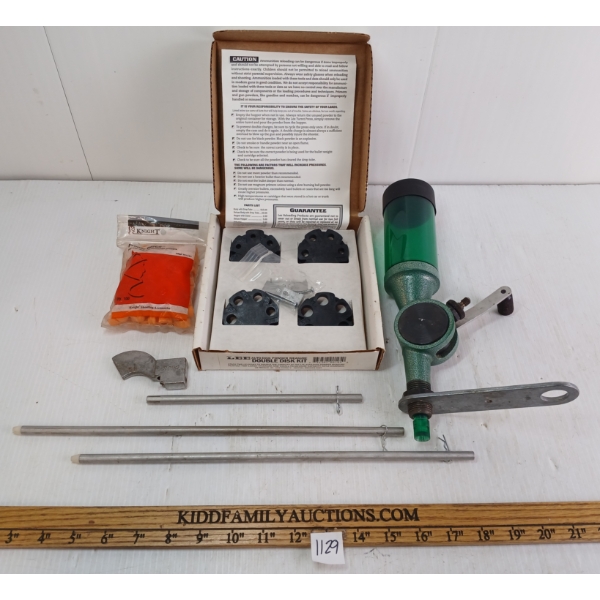 JOB LOT - RELOADING TOOLS - INCL LEE DOUBLE DISK KIT, RCBS AUTO PRIMER FEED, MEASURER, ETC