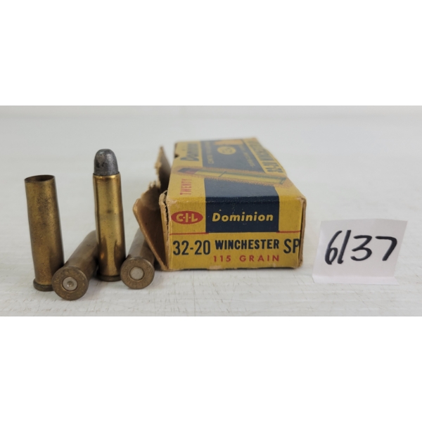 AMMO / BRASS: 18X DOMINION .32-20WIN - 115GR - SP - 6X RELOADS - 12X BRASS