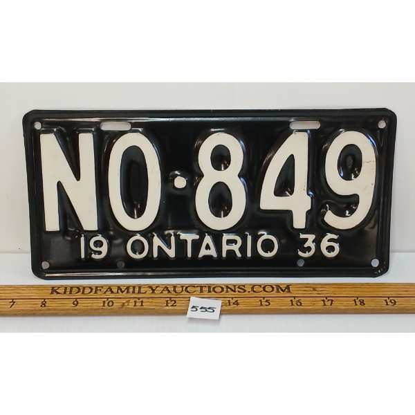 1936 ONTARIO LICENCE PLATE