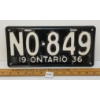 Image 1 : 1936 ONTARIO LICENCE PLATE