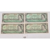 Image 1 : LOT OF 4 - 1967 CDN $1 BANKNOTES - NO SERIAL NUMBERS