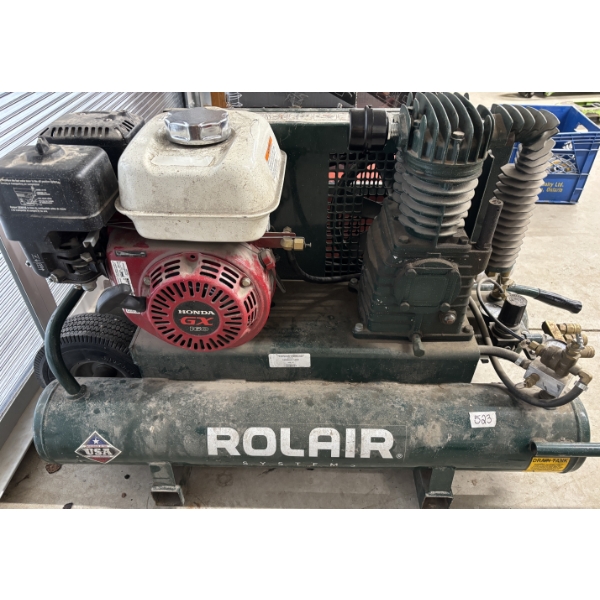 AIR COMPRESSOR - MFG ROLAIR - HONDA ENGINE