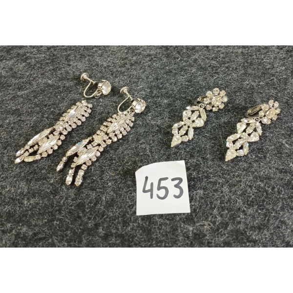 PAIR OF 2 - SHERMAN RHINESTONE CLIP ON EARRINGS