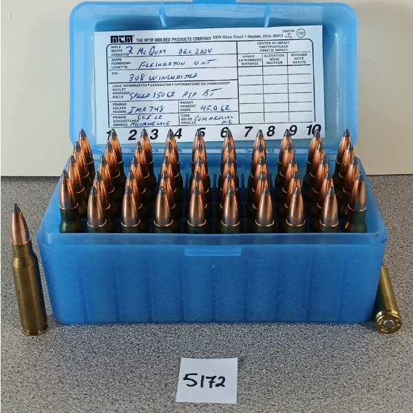 AMMO: 50X MIXED .308 WIN - 150GR - PSP BT - RELOADS