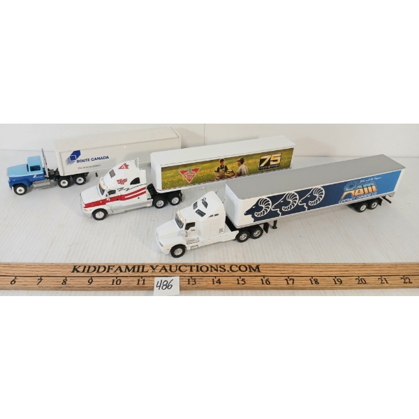 LOT OF 3 - LIBERTY CLASSICS & WINROSS DIECAST TRUCKS - RAM, CANADIAN TIRE & ROUTE CANADA