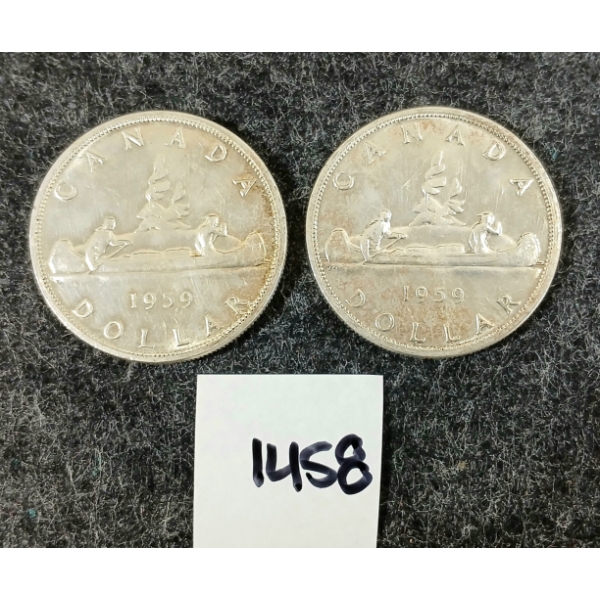 LOT OF 2 - 1959 CDN SILVER DOLLARS - VOYAGEUR