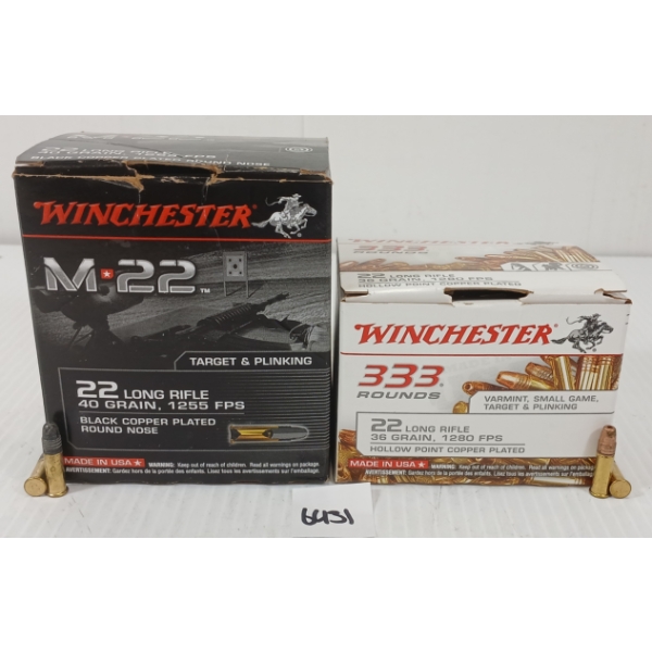 AMMO: APPROX 300X WINCHESTER .22 LR - 36 & 40GR - BLACK COPPER PLATED RN & HP