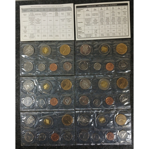 LOT OF 6 - 2000 & 2001 CDN UNCIRCULATED PROOF SETS