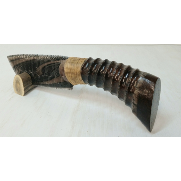 OBSIDIAN KNIFE W/ HORN HANDLE & ANTLER STAND