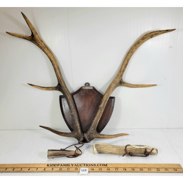 LOT OF 3 - ANTLER PLAQUE & PIECES