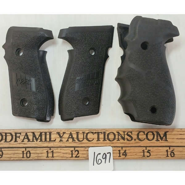LOT OF 2 - SIG-SAUER FACTORY P229 & HOGUE RUBBER FULL WRAP FINGER GROOVE GRIP PANELS