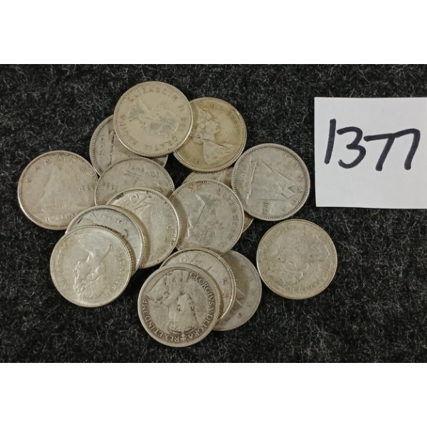 LOT OF 15 - 1931-1968 CDN SILVER DIMES