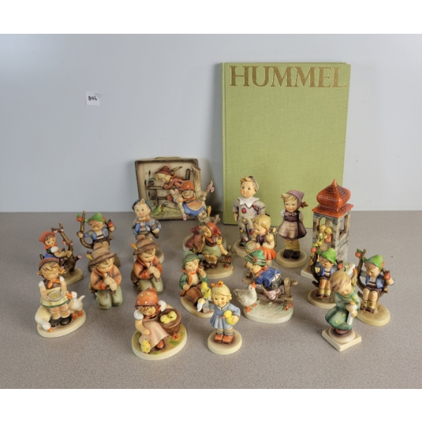 LOT OF 21 - HUMMEL FIGURINES & PUBLICATION - INCL BARNYARD HERO, APPLE TREE GIRL, ETC. 