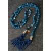 Image 2 : LOT OF 2 - RITA TESOLIN BLUE AGATE 108 BEAD MALA NECKLACE & DANGLE EARRINGS