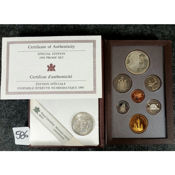 LOT OF 2 - 1964 US HALF DOLLAR & 1995 CDN PROOF SET