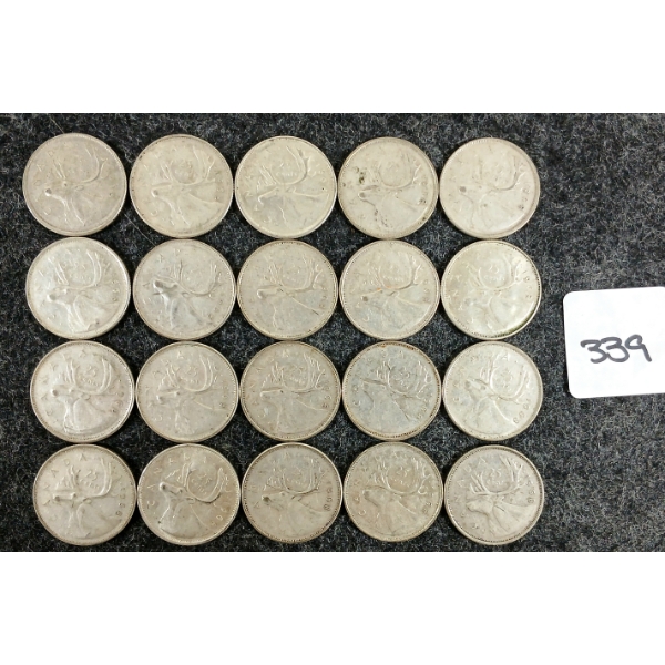 LOT OF 20 - 1968 CDN 25 CENT COINS 