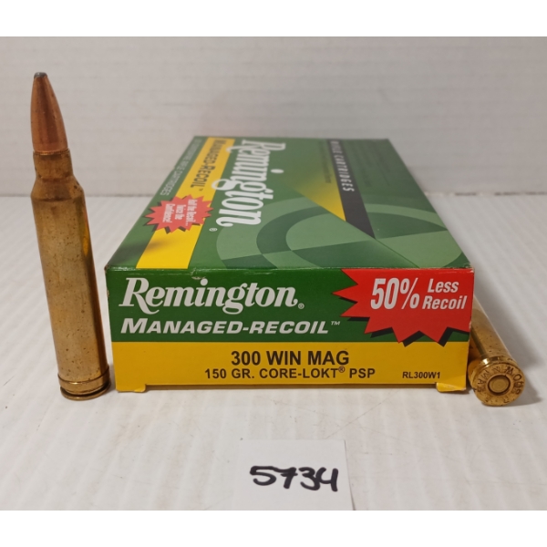 AMMO: 20X REMINGTON MANAGED-RECOIL .300 WIN MAG - 150GR - CORE-LOKT - PSP