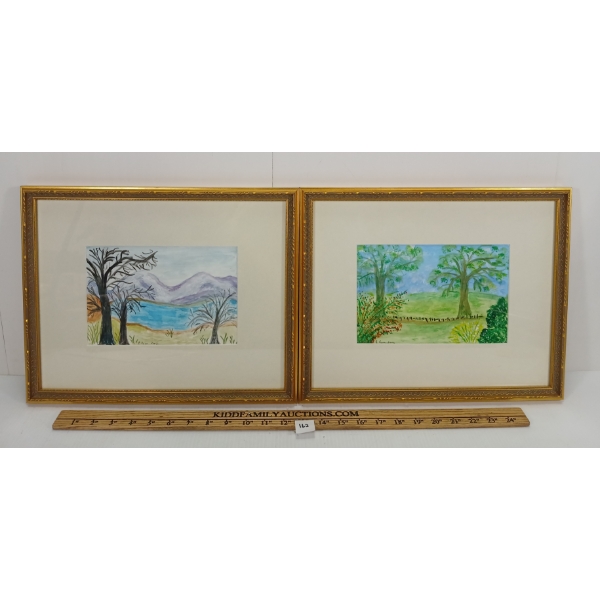 LOT OF 2 - COUNTRY LANDSCAPES BY E. RYAN - FRAMED WATERCOLOUR ON PAPER
