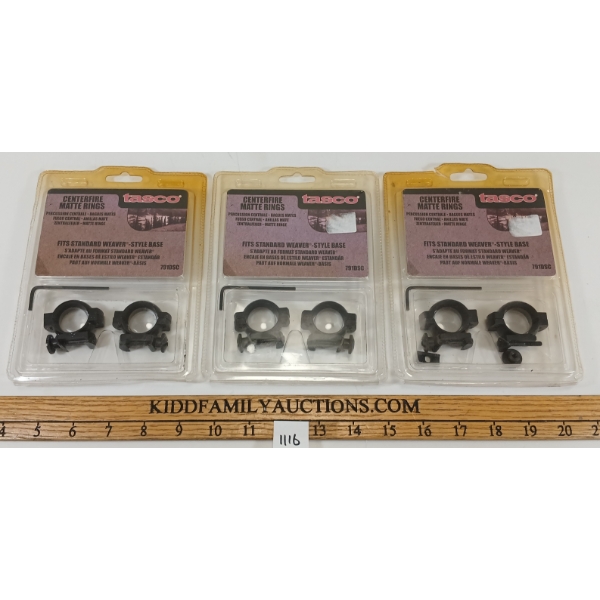 LOT OF 3 - WEAVER STANDARD MODEL 791DSC SCOPE RINGS - MATTE