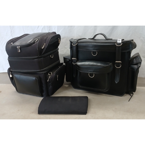 LOT OF 2 - MOTORCYCLE SADLE & BACK BAGS