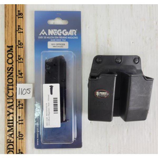 LOT OF 2 - MEC-GAR 9MM 8 ROUND 1911 OFFICER MAG & FOBUS HOLSTER