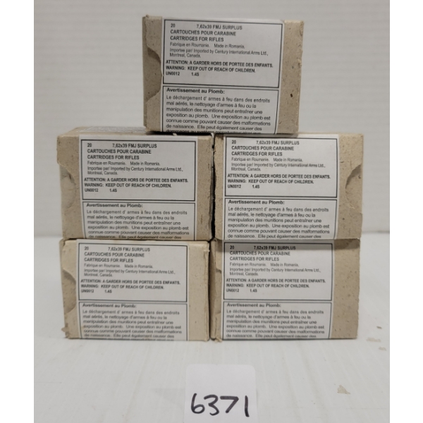 AMMO: 100X 7.62 X 39 FMJ SURPLUS - SEALED