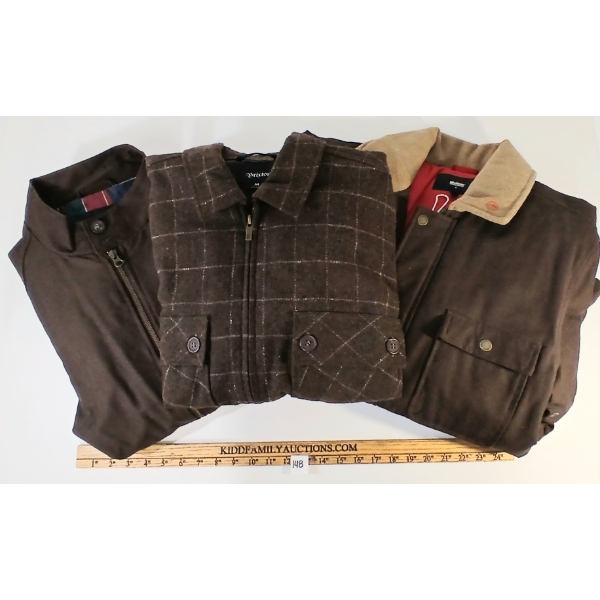 LOT OF 3 - MEN'S BRIXTON & LIFETIME JACKETS - FT WOOL ABNER, BLACK COFFEE CECIL & LEICESTER SQUARE